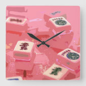 Mah Jongg Tiles Clock Vierkante Klok (Voorkant)