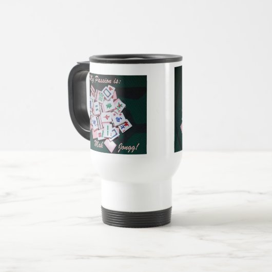 mah jongg travelmug - script reisbeker (Voorkant links)