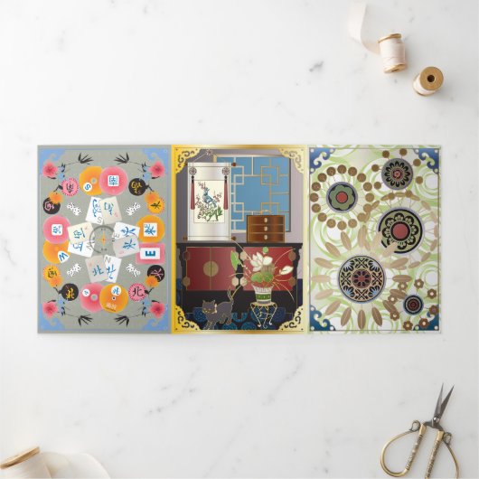 Mah Jongg Trifold Kaart (Buitenkant)