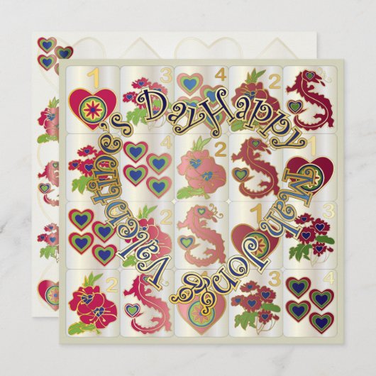 Mah Jongg Valentijn Happy MJ Valentijnsdag Feestdagenkaart (Voorkant / Achterkant)