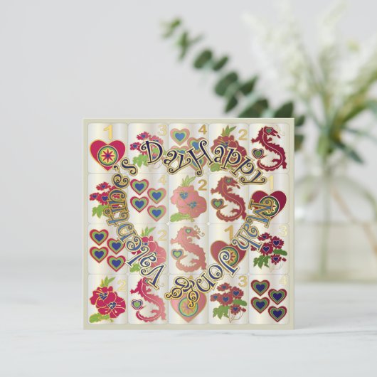 Mah Jongg Valentijn Happy MJ Valentijnsdag Feestdagenkaart (Staand voorkant)