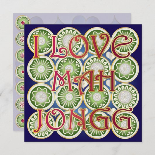 Mah Jongg Valentijn I Love MJ Feestdagenkaart (Voorkant / Achterkant)