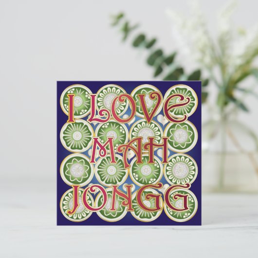 Mah Jongg Valentijn I Love MJ Feestdagenkaart (Staand voorkant)