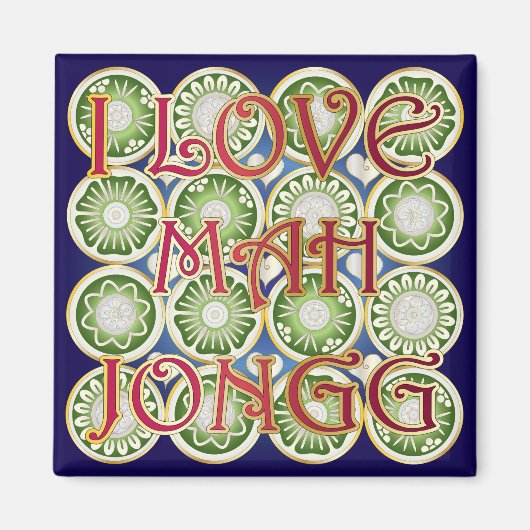 Mah Jongg Valentijn I Love MJ Magneet (Voorkant)