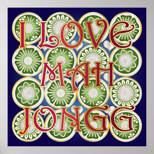 Mah Jongg Valentijn I Love MJ Poster (Voorkant)