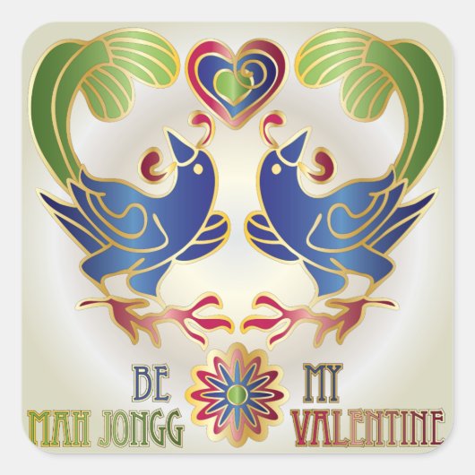 Mah Jongg Valentijn wordt mijn MJ Valentijn Vierkante Sticker (Voorkant)