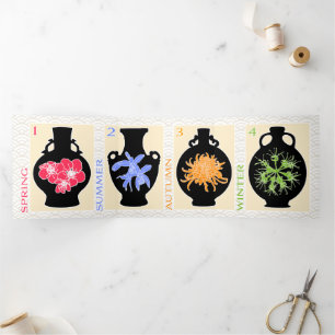 Mah Jongg Vases Trifold Kaart