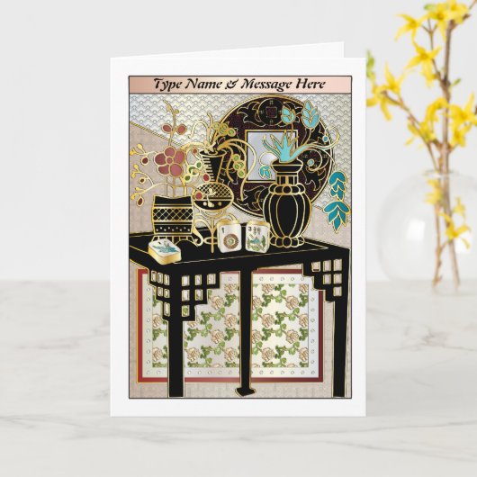 Mah Jongg Vazen 01 Aanpasbare Kaart (Gele Bloem)