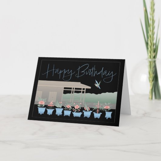 Mah Jongg Verjaardag Bloemen Kaart (Voorkant)