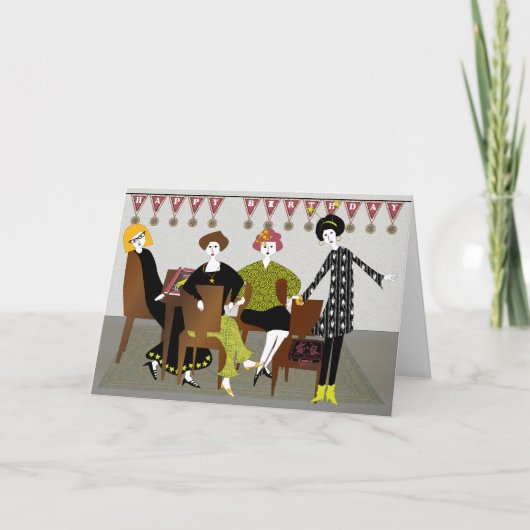 Mah Jongg Verjaardagsbanner Kaart (Voorkant)