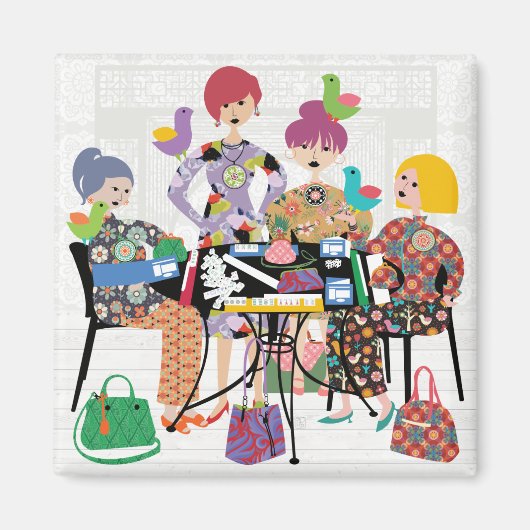 Mah Jongg Vogelmagneet Magneet (Voorkant)