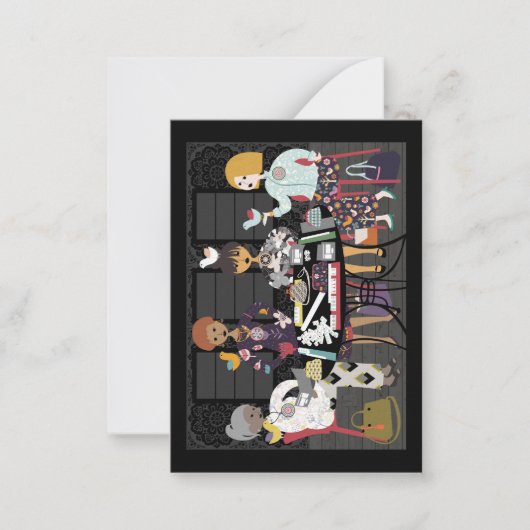 Mah Jongg Vogels Kleine Kaart Notitiekaartje (Voorkant)