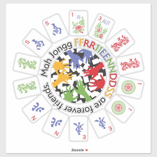 Mah Jongg Vrienden Vinyl Sticker (Vel)
