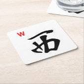 Mah Jongg West Tile Onderzetter (Schuin)