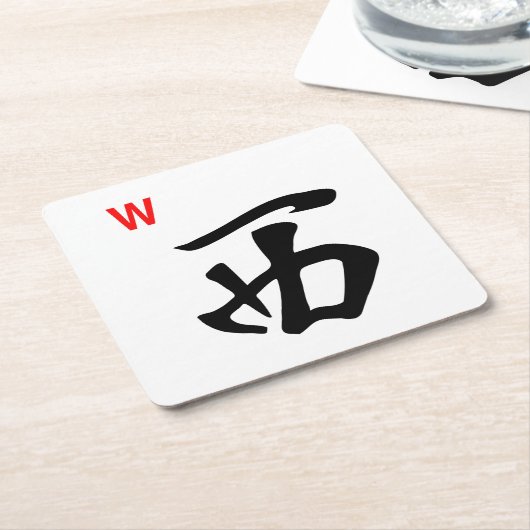 Mah Jongg West Tile Onderzetter (Schuin)