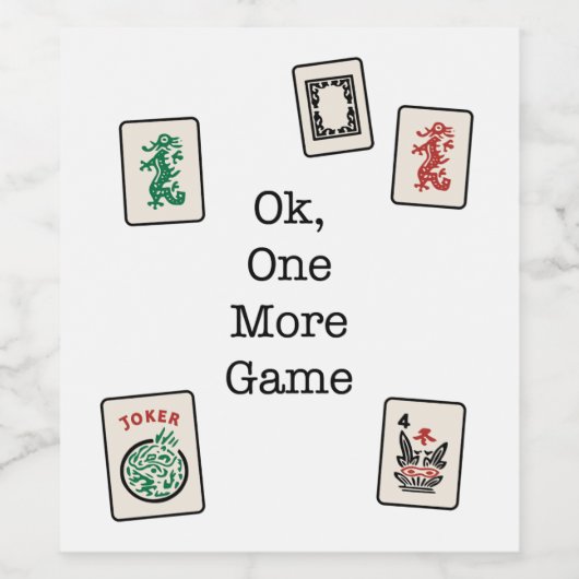 Mah Jongg Wine Label Wijn Etiket (Enkel label)