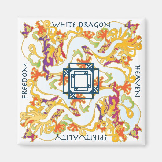 Mah Jongg Witte Dragon Magnet (Voorkant)