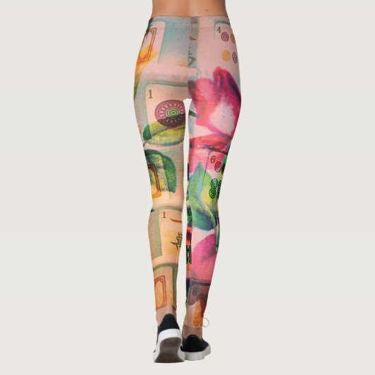 Mah Jongg Yellow Rose Leggings (Achterkant)