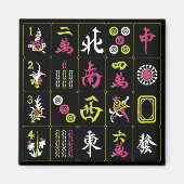 Mah Jongg zwart/fuchsia/Limoen magneet (Voorkant)
