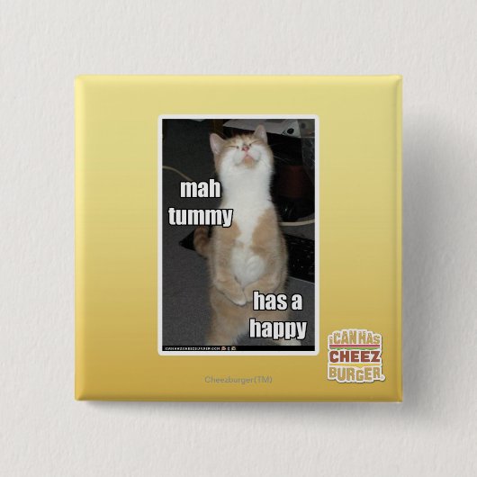 Mah tummy is blij vierkante button 5,1 cm (Voorkant)