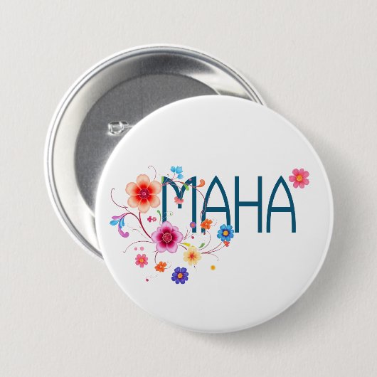 MAHA Floral Ronde Button 7,6 Cm (Voorkant /achterkant)