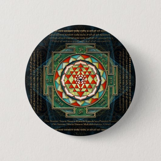 Maha Lakshmi Mantra & Shri Yantra Ronde Button 5,7 Cm (Voorkant)