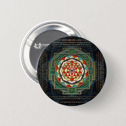 Maha Lakshmi Mantra & Shri Yantra Ronde Button 5,7 Cm (Voorkant /achterkant)