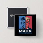 MAHA Maak Amerika weer gezond Trump 2024 Vierkante Button 5,1 Cm (Voorkant /achterkant)