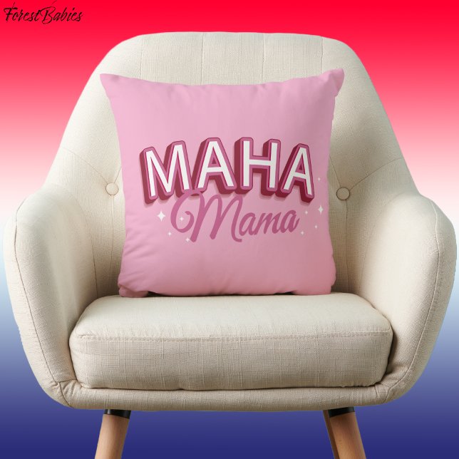 MAHA Mama, Maak Amerika weer gezond Roze 🇺🇸 Kussen (Pink MAHA Mama- Make America Healthy Again - Throw Pillow)