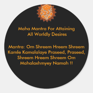 MAHA MANTRA VOOR HET VERKRIJGEN VAN ALLE WERELDWIJ RONDE STICKER