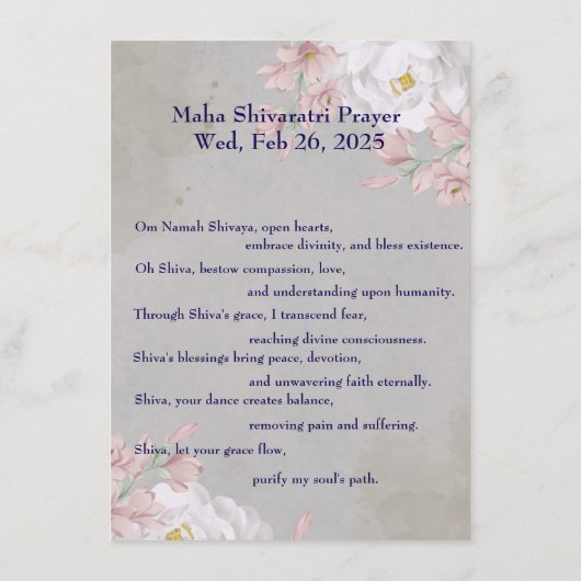 Maha Shivaratri Gebed Kaart 2025 (Achterkant)