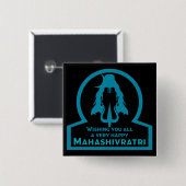 Maha Shivratri - Happy Maha Shivratri Two-Tone Co Vierkante Button 5,1 Cm (Voorkant /achterkant)