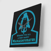 Maha Shivratri - Happy Maha Shivratri Two-Tone Co Vierkante Klok (Hoek)