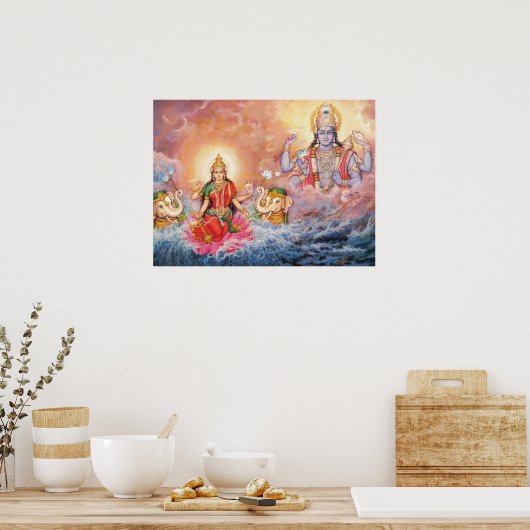 Maha Vishnu en Lakshmi-Poster Poster (Keuken)