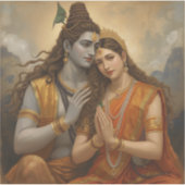 Mahadev and Mata Parvati Painting Arts Sticker (Voorkant)