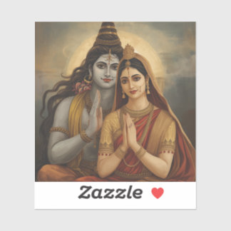 Mahadev and Mata Parvati Painting Arts Sticker