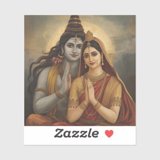 Mahadev and Mata Parvati Painting Arts Sticker (Vel)