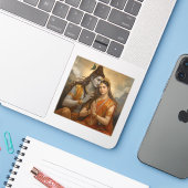 Mahadev en Mata Parvati Schilderkunst Sticker (Laptop met iPhone)