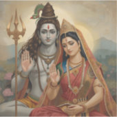 Mahadev & Mata Parvati Painting Arts Sticker (Voorkant)