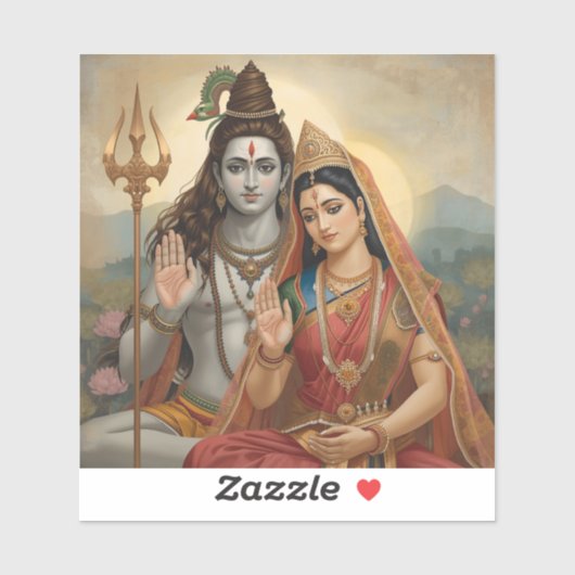 Mahadev & Mata Parvati Painting Arts Sticker (Vel)
