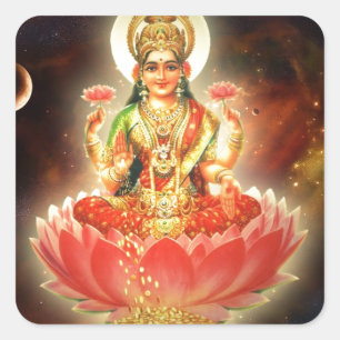 MAHALAXMI DEVI INDIASE GODIN VAN RIJKDOM / FORTU VIERKANTE STICKER