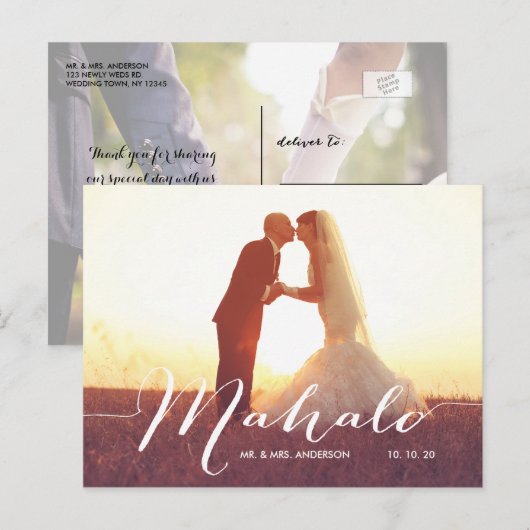 Mahalo 2 foto bruiloft Dank u Briefkaart (Voorkant / Achterkant)