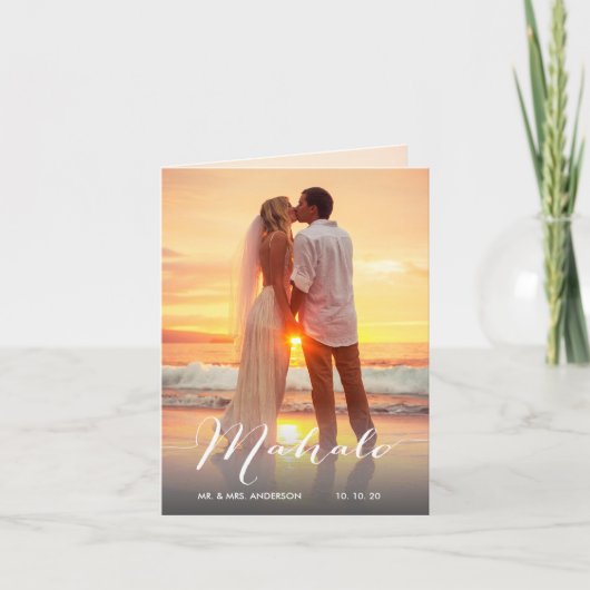 Mahalo 2 het Huwelijk van de Foto dankt u nota Bedankkaart (Voorkant)