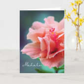 Mahalo Bedankt Hawaiian Pink Hibiscus Close-up Kaart (Gele Bloem)