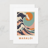 Mahalo bedankt je kaart, geweldige golf (Voorkant / Achterkant)