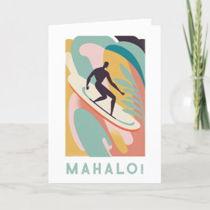 Mahalo bedankt je kaart, surfer design