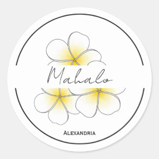 Mahalo bedankt plumeria sticker aanpasbaar