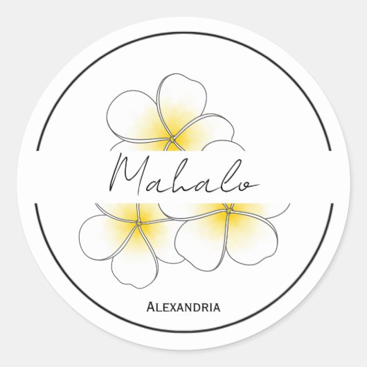 Mahalo bedankt u de sticker van de plumeria (Voorkant)