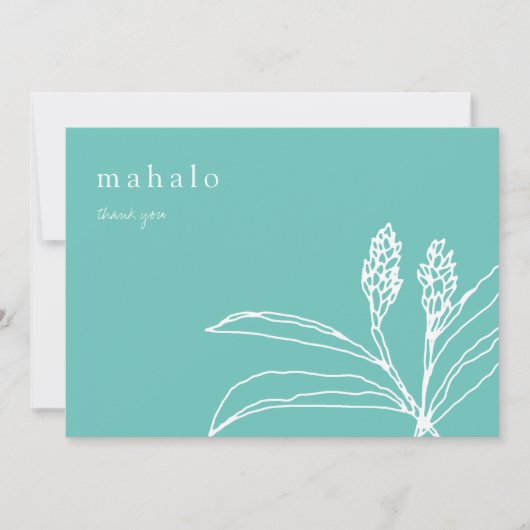 mahalo | bloem | tropisch | BLAUWGROEN | Dank u we Bedankkaart (Voorkant)