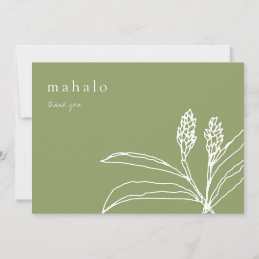 mahalo | bloem | tropisch | groen | Dank u wel Bedankkaart (Voorkant)